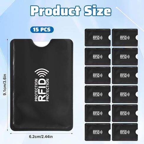 15 PCS RFID Blocking Sleeves, Credit Card Protector Anti-Skimming Protective Card Holder RFID Pouch for Wallet Purse in Kuwait
