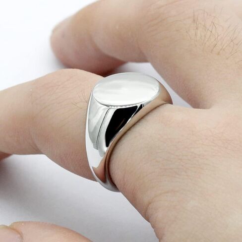 Ring Men's and Women's Solid Sterling Silver Ring, 13 * 13mm Closed Ring Men's Exquisite Jewelry Ideal Gift for Fathers and Boyfriends, in Kuwait