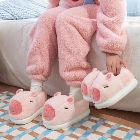 Cute Capybara Slippers for Kids,Toddler House Slippers,Kids Funny Soft Fuzzy Winter Animal Shoes for Girls Boys,Capybara Gifts in Saudi Arabia