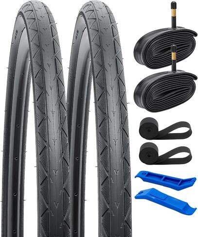 YUNSCM 2-PCS 700C Bike Tires 700x35C/37-622 and 700C Heavy Duty Bike Tubes Schrader Valve with 2 Rim Strips Compatible with 700x 33C/ 34C/35C/36C/37C (33/37-622) Bike Bicycle Tires and Tubes (W-2113) in Saudi Arabia