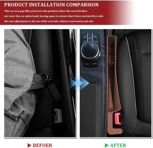 2PCS Car Seat Gap Filler Organizer with Charging Opening, Multifunctional Car Gap Filler Stop Things from Dropping, Universal Car Accessories Car Seat Storage Box for Women Men (Red) in Saudi Arabia
