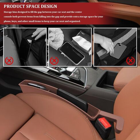 2PCS Car Seat Gap Filler Organizer with Charging Opening, Multifunctional Car Gap Filler Stop Things from Dropping, Universal Car Accessories Car Seat Storage Box for Women Men (Red) in Saudi Arabia