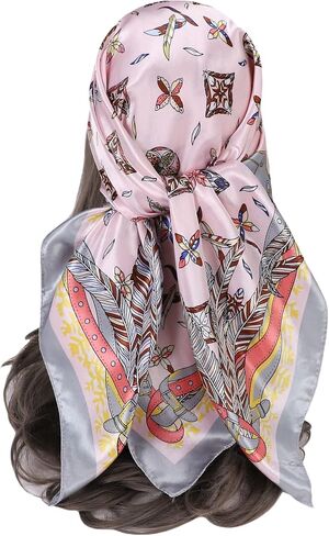 35" Satin Large Square Head Scarves Silky Like for Women Neck Scarf Hair Sleeping Silky Paisley Scarfs in Saudi Arabia