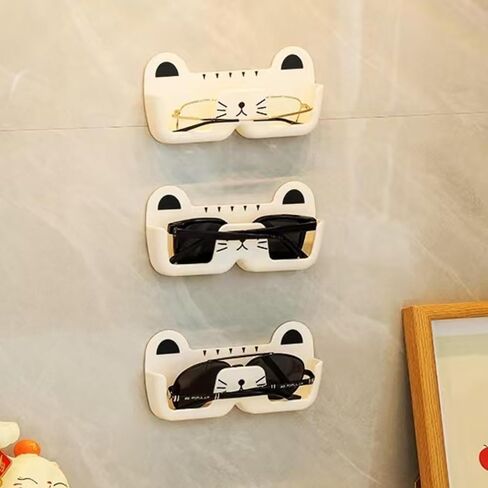 1pcs Glasses Holder Wall-Mount Cat-Shaped - 6.89" L x 3.35" W x 1.18" H - Stylish and Functional White in Saudi Arabia