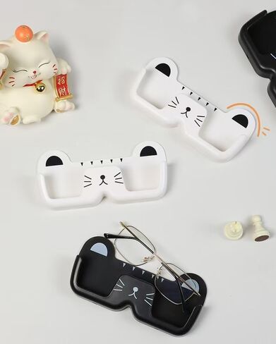 1pcs Glasses Holder Wall-Mount Cat-Shaped - 6.89" L x 3.35" W x 1.18" H - Stylish and Functional White in Saudi Arabia