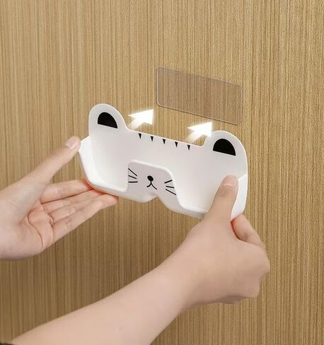1pcs Glasses Holder Wall-Mount Cat-Shaped - 6.89" L x 3.35" W x 1.18" H - Stylish and Functional White in Saudi Arabia
