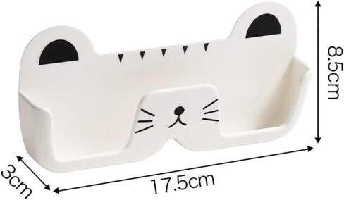 1pcs Glasses Holder Wall-Mount Cat-Shaped - 6.89" L x 3.35" W x 1.18" H - Stylish and Functional White in Saudi Arabia