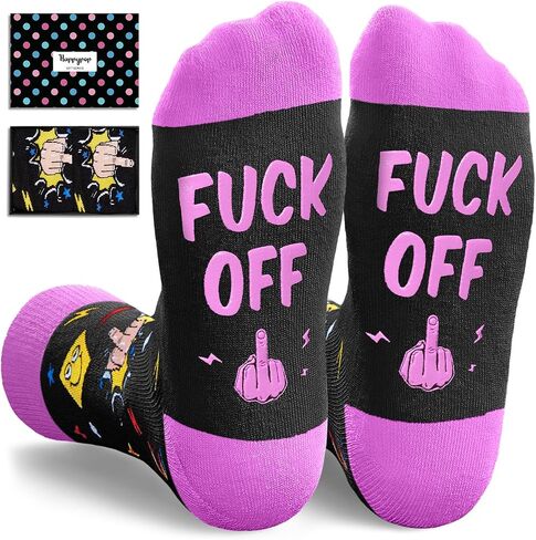 HAPPYPOP Funny Socks for Women - Fart Sarcastic Silly Fuck Off Socks, Novelty Gifts for Mom Her in Saudi Arabia