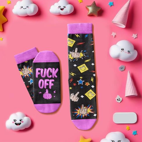 HAPPYPOP Funny Socks for Women - Fart Sarcastic Silly Fuck Off Socks, Novelty Gifts for Mom Her in Saudi Arabia