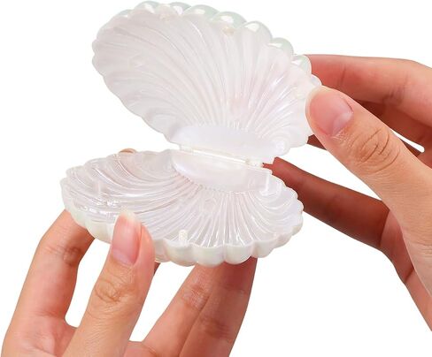 Cabilock 10Pcs Pearlescent Shell Candy Box, Plastic Chocolate Treat Boxes Decorative, Unique Seashell Design Jewelry Storage Container Party Favor for Weddings Baby Showers Parties in Saudi Arabia