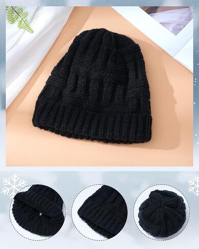 قبعة صغيرة شتوية على شكل ذيل حصان للنساء من Mesovor، قبعة صغيرة دافئة منسوجة بكابل قابل للتمدد مع ذيل حصان قابل للتعديل متقاطع من الخلف in Kuwait