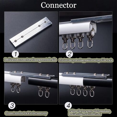 Curtain Poles 1-6m Ceiling Or Wall Mount Curtain Track Heavy-Duty Curtains Rails for Room Divider Privacy Living Room Bedroom,White-Wall-1.5m in Saudi Arabia