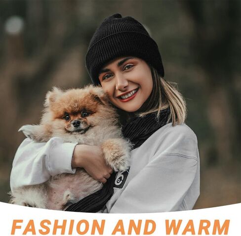 Black Unisex Knit Beanie, Warm Winter Hat, Soft Acrylic Knit Cap for Men & Women in Saudi Arabia
