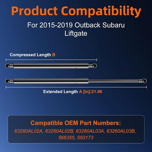 Qty (2) 63260AL02A Replacemnet Liftgate Lift Support 𝐖𝐢𝐭𝐡 𝐌𝐨𝐮𝐧𝐭𝐢𝐧𝐠 𝐁𝐫𝐚𝐜𝐤𝐞𝐭 for Subaru Outback Wagon 2015 2016 2017 2018 2019, Tailgate Rear Hatch Trunk Shock Strut in Saudi Arabia