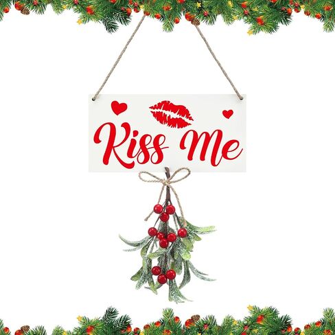 9.45 x 4.72 Inches Christmas Mistletoe Decor You Know What to Do Christmas Hanging Mistletoe Decor Artificial Mistletoe Ornament Christmas Tree Accessories Fake Mistletoe Decoration for Tree in Kuwait