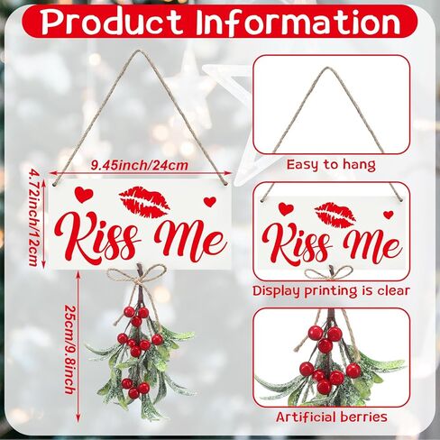 9.45 x 4.72 Inches Christmas Mistletoe Decor You Know What to Do Christmas Hanging Mistletoe Decor Artificial Mistletoe Ornament Christmas Tree Accessories Fake Mistletoe Decoration for Tree in Kuwait