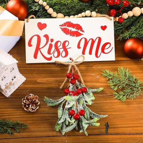 9.45 x 4.72 Inches Christmas Mistletoe Decor You Know What to Do Christmas Hanging Mistletoe Decor Artificial Mistletoe Ornament Christmas Tree Accessories Fake Mistletoe Decoration for Tree in Kuwait