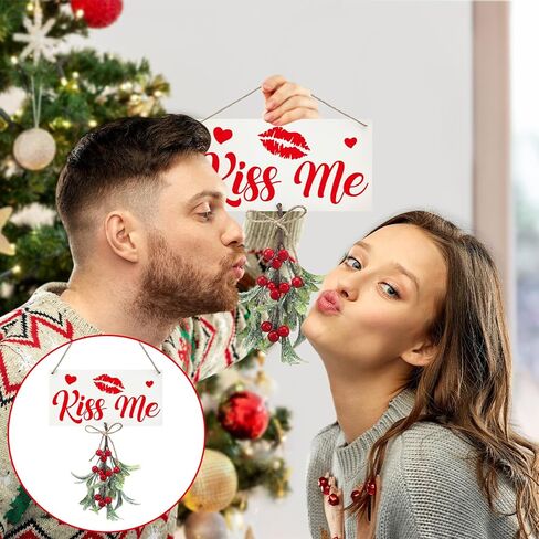 9.45 x 4.72 Inches Christmas Mistletoe Decor You Know What to Do Christmas Hanging Mistletoe Decor Artificial Mistletoe Ornament Christmas Tree Accessories Fake Mistletoe Decoration for Tree in Kuwait