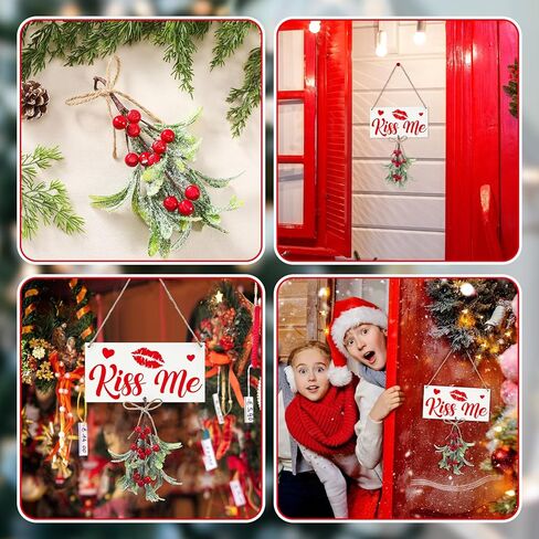 9.45 x 4.72 Inches Christmas Mistletoe Decor You Know What to Do Christmas Hanging Mistletoe Decor Artificial Mistletoe Ornament Christmas Tree Accessories Fake Mistletoe Decoration for Tree in Kuwait