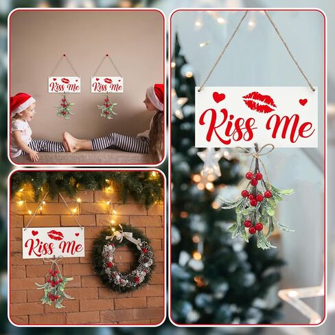 9.45 x 4.72 Inches Christmas Mistletoe Decor You Know What to Do Christmas Hanging Mistletoe Decor Artificial Mistletoe Ornament Christmas Tree Accessories Fake Mistletoe Decoration for Tree in Kuwait