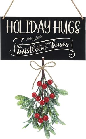 9.45 x 4.72 Inches Christmas Mistletoe Decor You Know What to Do Christmas Hanging Mistletoe Decor Artificial Mistletoe Ornament Christmas Tree Accessories Fake Mistletoe Decoration for Tree in Kuwait