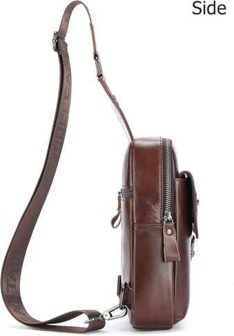 BULLCAPTAIN Men's Leather Samll Crossbody Backpack Sling Chest Bag for Hiking Travel in Saudi Arabia