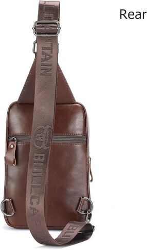 BULLCAPTAIN Men's Leather Samll Crossbody Backpack Sling Chest Bag for Hiking Travel in Saudi Arabia