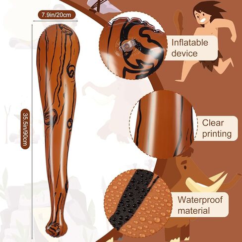 Tondiamo 6 Pcs Halloween Cave Women Costume Accessories Set, White African Beads Acrylic Necklace Earrings Bracelet Jewelry Set, Bone Hair Clips and Inflatable Wooden Stick for Cosplay Party in Saudi Arabia