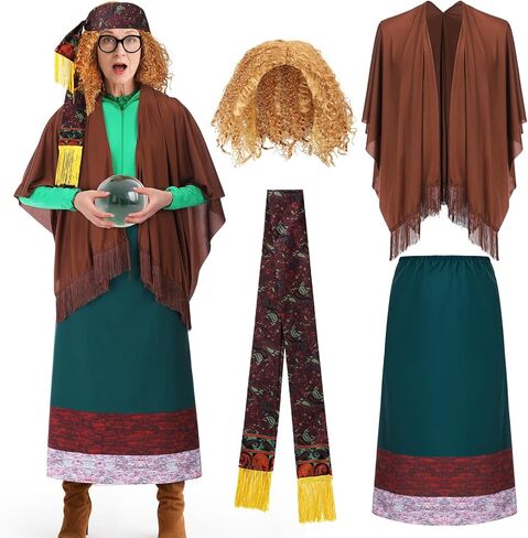 Coume 4 Pcs Halloween Professor Costume Skirt Vest Headband Punk Wig for Movie Cosplay Halloween Women Dress up in Saudi Arabia