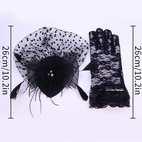 1920s Accessories Set for Women Flapper Costume – Lace & Mesh Vintage Gatsby Headband, Gloves in Saudi Arabia