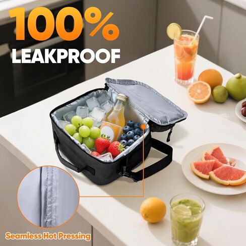 BALEINE Lunch Bag, Insulated Lunch Bag for Men, Leakproof Cooler Bag with Adjustable Shoulder Strap for Office Work Picnic, Freezable Lunch Box for Men Women (Small, Black) in Kuwait