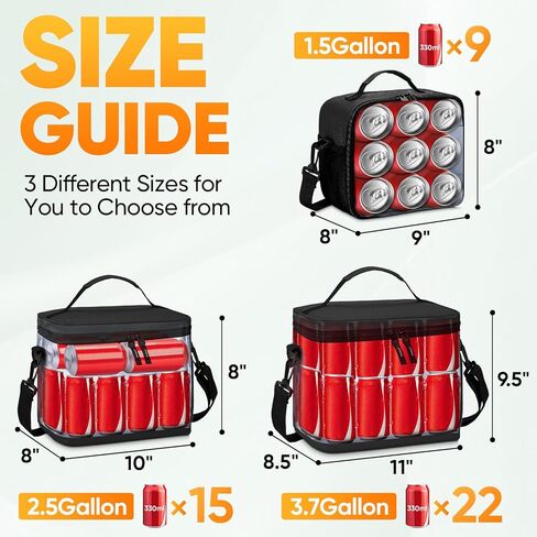 BALEINE Lunch Bag, Insulated Lunch Bag for Men, Leakproof Cooler Bag with Adjustable Shoulder Strap for Office Work Picnic, Freezable Lunch Box for Men Women (Small, Black) in Kuwait