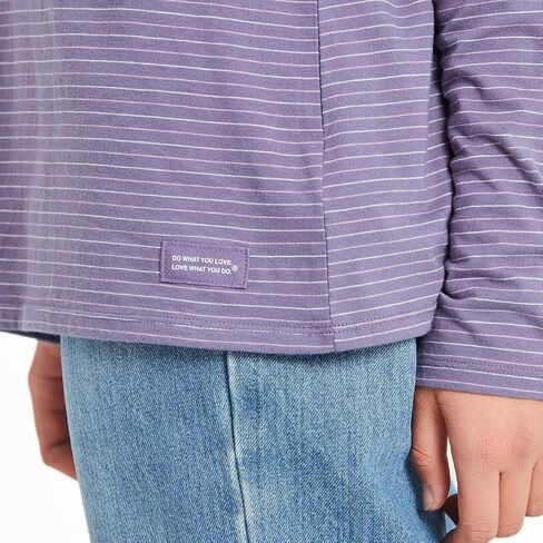 Life is Good Women's Pet Paw Heart LS Striped Hooded Tee, Dusk Purple, X-Large in Saudi Arabia