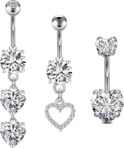 VCMART Belly Button Ring Belly Button Piercing Surgical Steel Belly Rings 14G Belly Button Rings Belly Navel Rings Piercing Jewelry in Kuwait