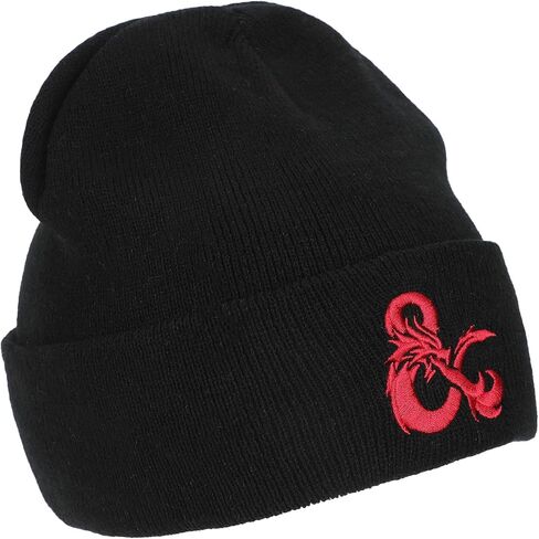 Dungeons & Dragons Ampersand Logo Embroidery Black Acrylic Knit Cuff Beanie in Saudi Arabia