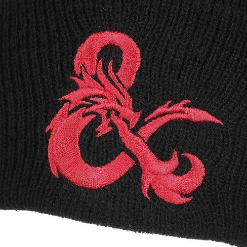 Dungeons & Dragons Ampersand Logo Embroidery Black Acrylic Knit Cuff Beanie in Saudi Arabia