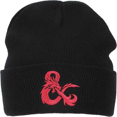 Dungeons & Dragons Ampersand Logo Embroidery Black Acrylic Knit Cuff Beanie in Saudi Arabia