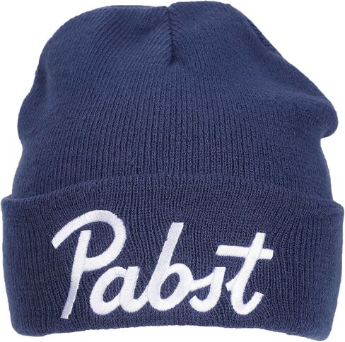 Bioworld Pabst Script Logo Embroidery Acrylic Knit Standard Cuff Beanie in Saudi Arabia