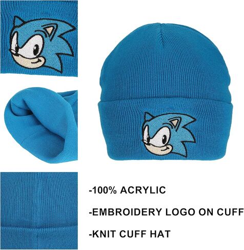 Bioworld Sonic The Hedgehog Chucky Text Embroidery Acrylic Knit Standard Cuff Beanie in Saudi Arabia