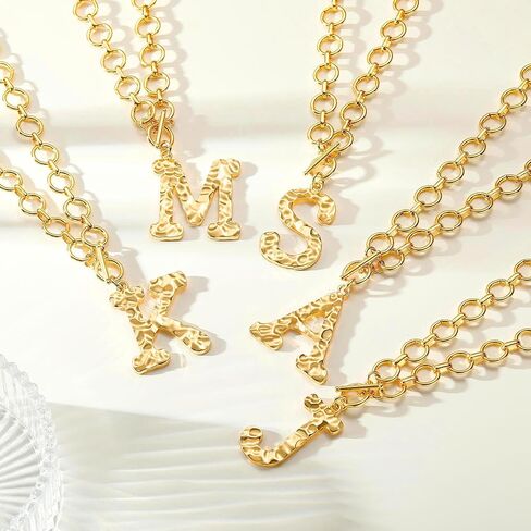 Chunky 14K Gold Plated Initial Necklace for Women Teens Non Tarnish Charm Letter Necklace 14K Gold Plated Personalized Christmas Gifts for Her Letter Pendant Jewelry in Kuwait