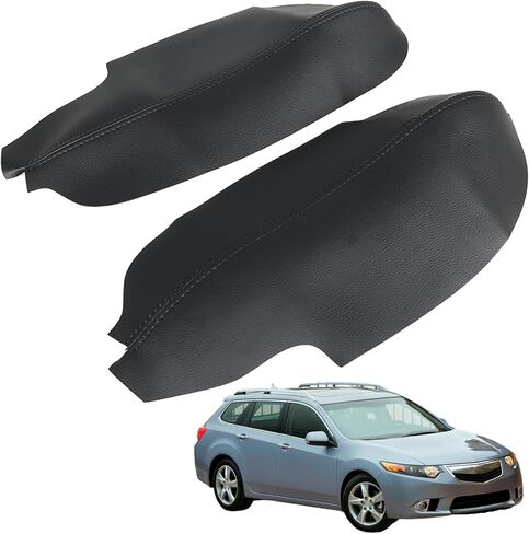 Artificial Leather Car Front Door Panel Armrest Cover 2Pcs Replacement for Acura TSX 2009-2014 Black in Kuwait