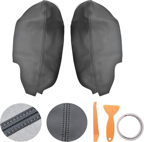 Artificial Leather Car Front Door Panel Armrest Cover 2Pcs Replacement for Acura TSX 2009-2014 Black in Kuwait