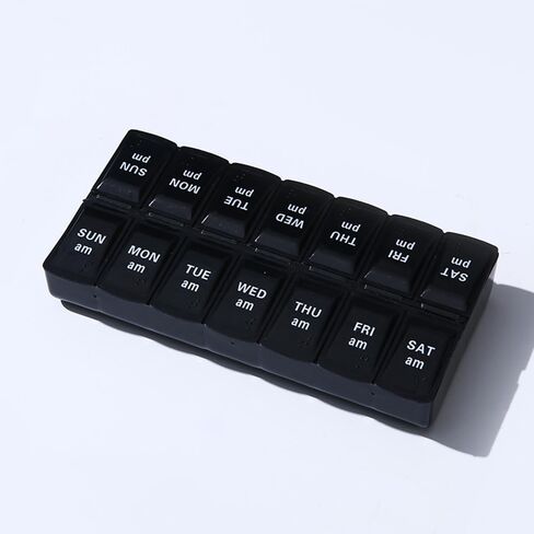 Portable Weekly Pill Box - Food Grade PP Material, Sealed Moisture-Proof, AM/PM Compartments, Travel Medicine Storage Box in Saudi Arabia