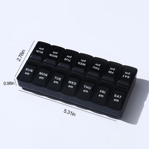 Portable Weekly Pill Box - Food Grade PP Material, Sealed Moisture-Proof, AM/PM Compartments, Travel Medicine Storage Box in Saudi Arabia