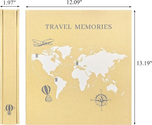 Travel Photo Album 4x6 Photos,5 Pictures Per Page 300 Capacity Vacation Memory Book with World Map Cover–Excellent Kraft Album for Family Adventure Trips Gifts in Kuwait