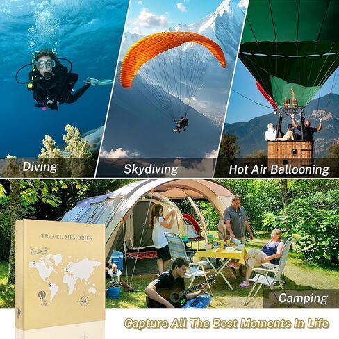 Travel Photo Album 4x6 Photos,5 Pictures Per Page 300 Capacity Vacation Memory Book with World Map Cover–Excellent Kraft Album for Family Adventure Trips Gifts in Kuwait