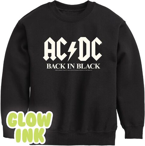 HYBRID APPAREL - ACDC - Glow in The Dark - Back in Black - Toddler & Youth Crewneck Fleece Sweatshirt in Saudi Arabia