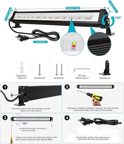 LED Wash Light DJ Light Bar, 42W RGBCW Smart APP Waterproof LED Stage Lights Bar, Dimmable Wall Washer Light for Church Wedding Birthday Party Stage Lighting Christmas Decoration in Saudi Arabia