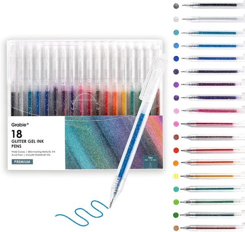 Grabie 18 Color Glitter Gel Pens, Retractable Sparkle Art Pens in Saudi Arabia