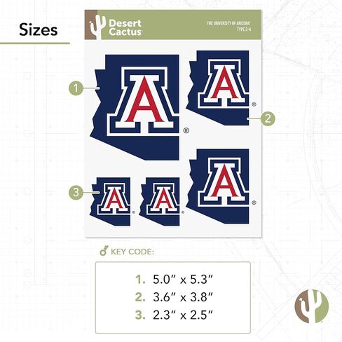 ملصق جامعة أريزونا لصبار الصحراء UA Wildcats ملصقات شارات الفينيل زجاجة مياه للكمبيوتر المحمول سجل قصاصات السيارة T3 (النوع 3-1) in Kuwait
